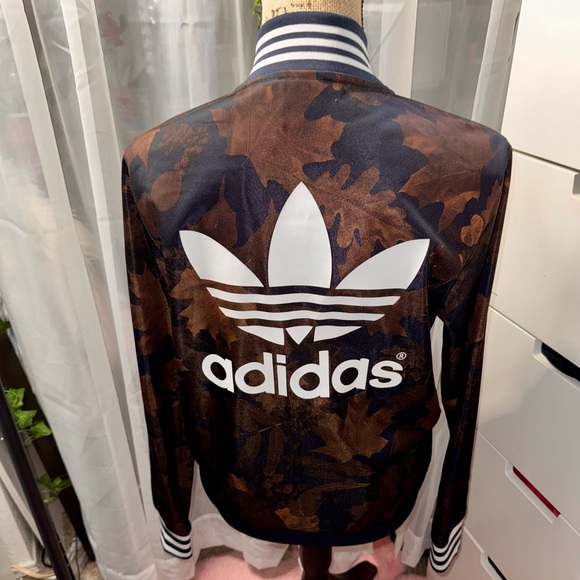Adidas Women's Foliage Track Jacket - Brown and Navy size S - Picture 5 of 7